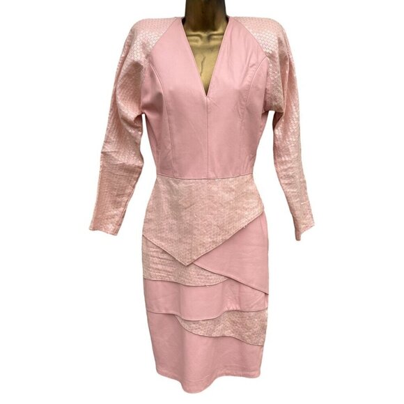 NWT Vintage Cache Leather Mini Dress 6 Bandage Bodycon Pastel Party Cocktail 80s - Picture 3 of 12